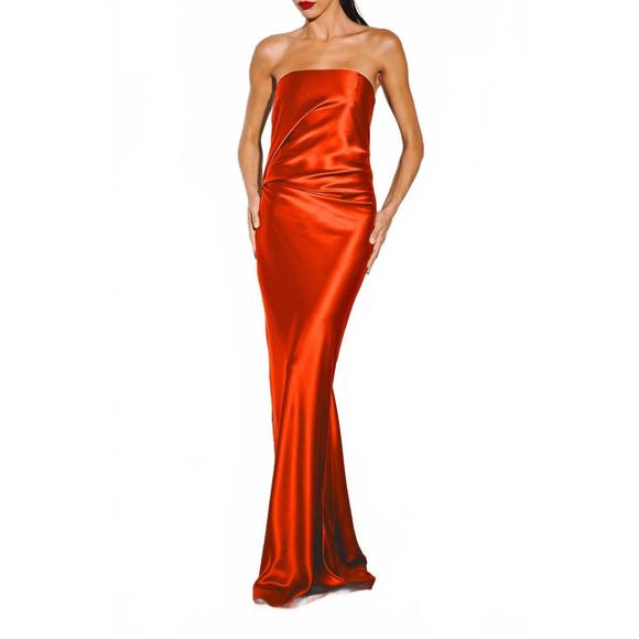NEW THE SEI draped strapless gown in vermillion - Picture 1 of 1